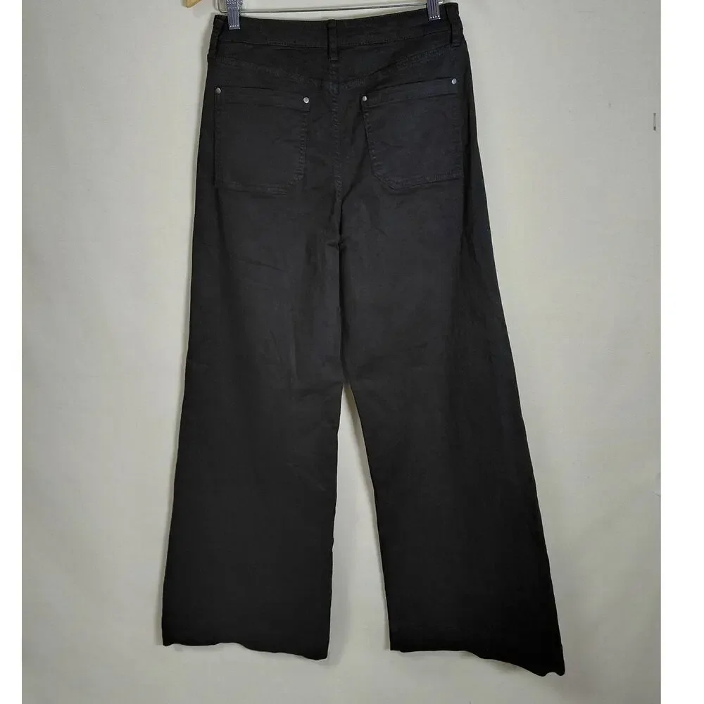 Maeve by Anthropologie Black Wide Leg Denim Jeans Women Size 29